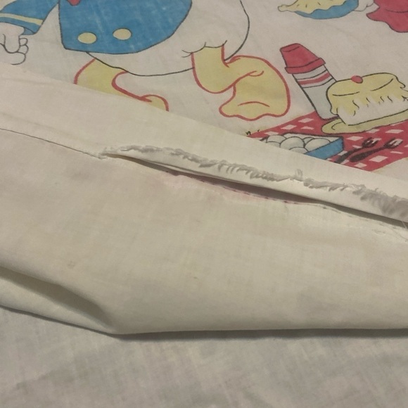 Vintage Disney 60’s 70’s Mickey Minnie Pluto Picnic Twin Size Flat Bed Sheet - Picture 9 of 16